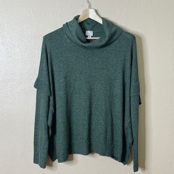 Anthropologie Postage Stamp Sweater Women's Medium  Green Cowl Neck Oversized - Picture 11 of 11